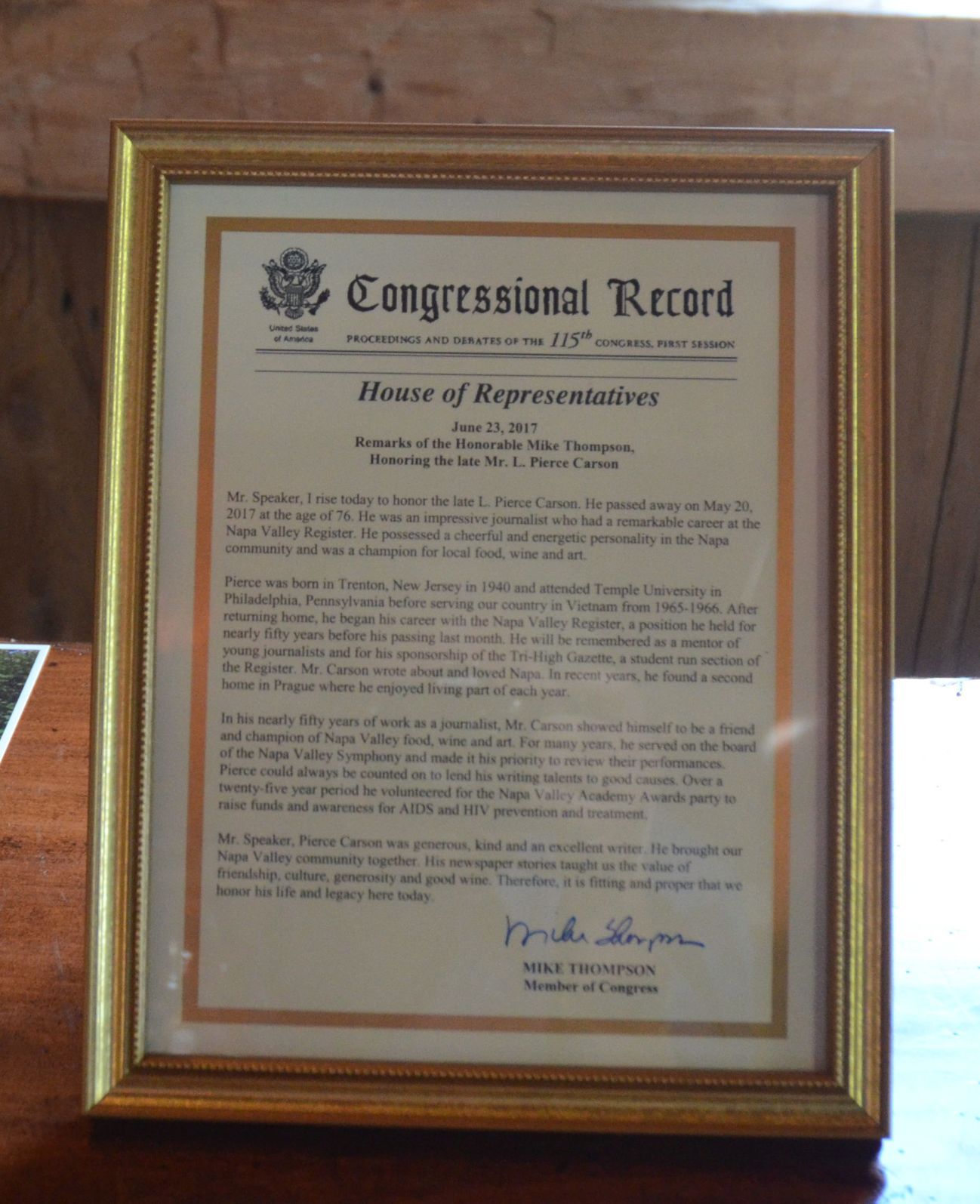 Congressional proclamation